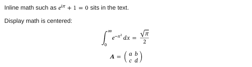 Inline and display math