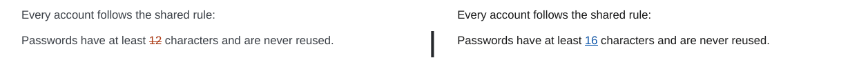A changed number in the embedded text, side by side