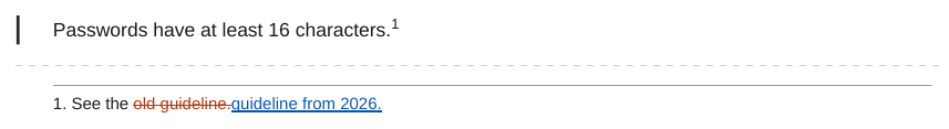 A footnote with changed words