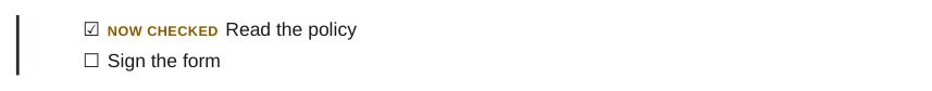 A checked task with a now checked label