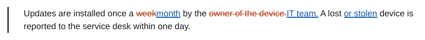 Word insertions, removals and replacements in one paragraph